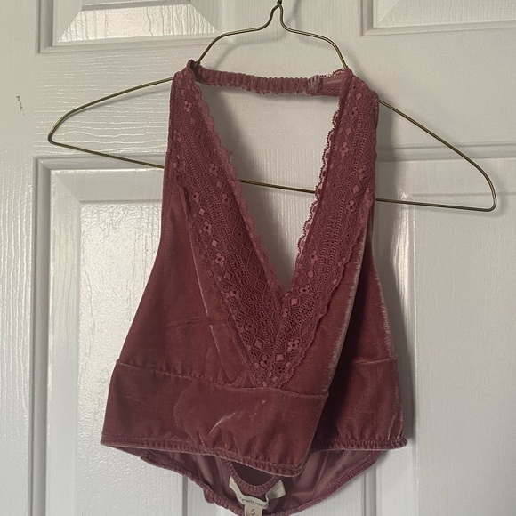 pink velvet small stretch halter lace bralette - Picture 12 of 12